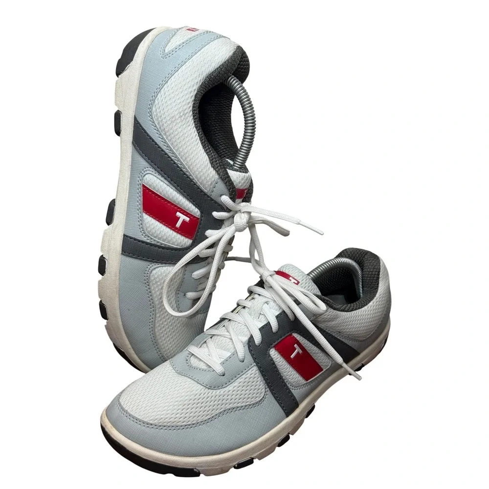 TRUE‎ linkswear Z1-0501-090 Mens Size 9 Spikeless Golf Shoes Grey White Red Mesh